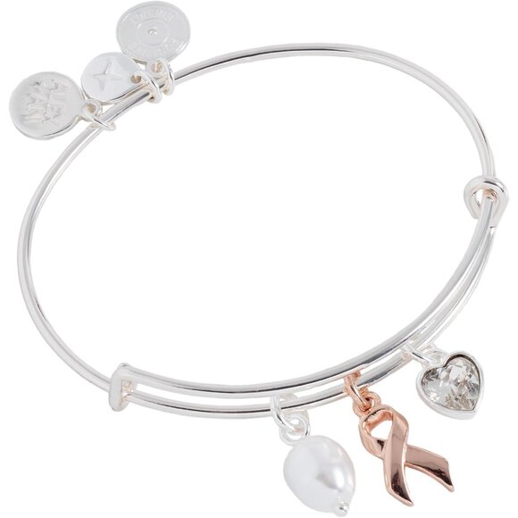 Hope Breast Cancer Awareness Pink Ribbon Charm Bracelet Silver Gold Plated Adjus - Picture 1 of 2